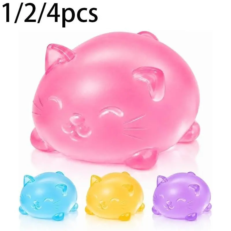 1/2/4pcs Cat Squishies Toys, Anxiety Relief, Stress Relief Squishies, Soft Slow Rebound Toys, Fun Interactive Design, Office Desk Accessories, Gift Box