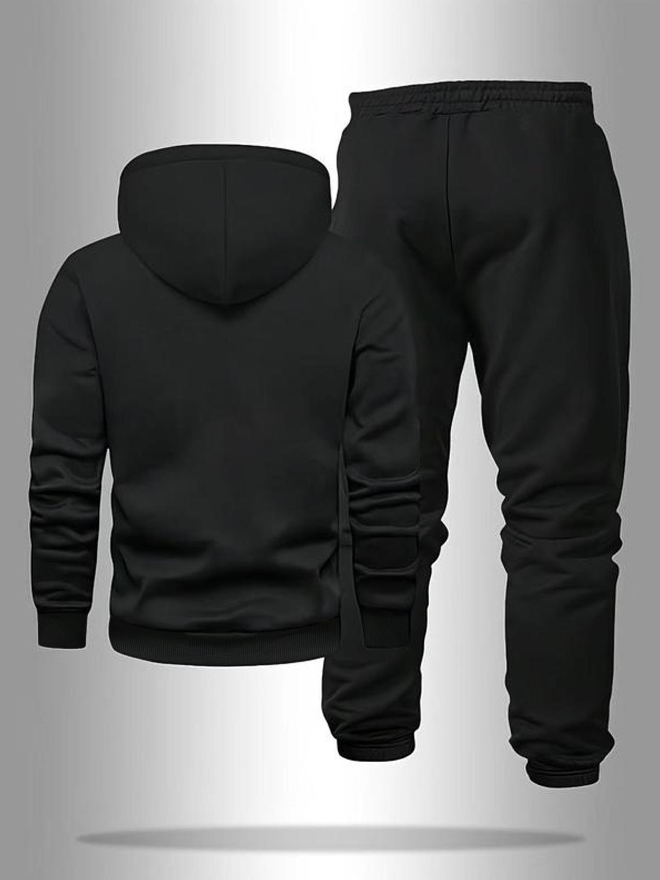 Men's Trendy Graffiti-Inspired Tracksuit Set: "SWD" Printed Hoodie & Sweatpants, Perfect for Streetwear Fans and Casual Urban Style