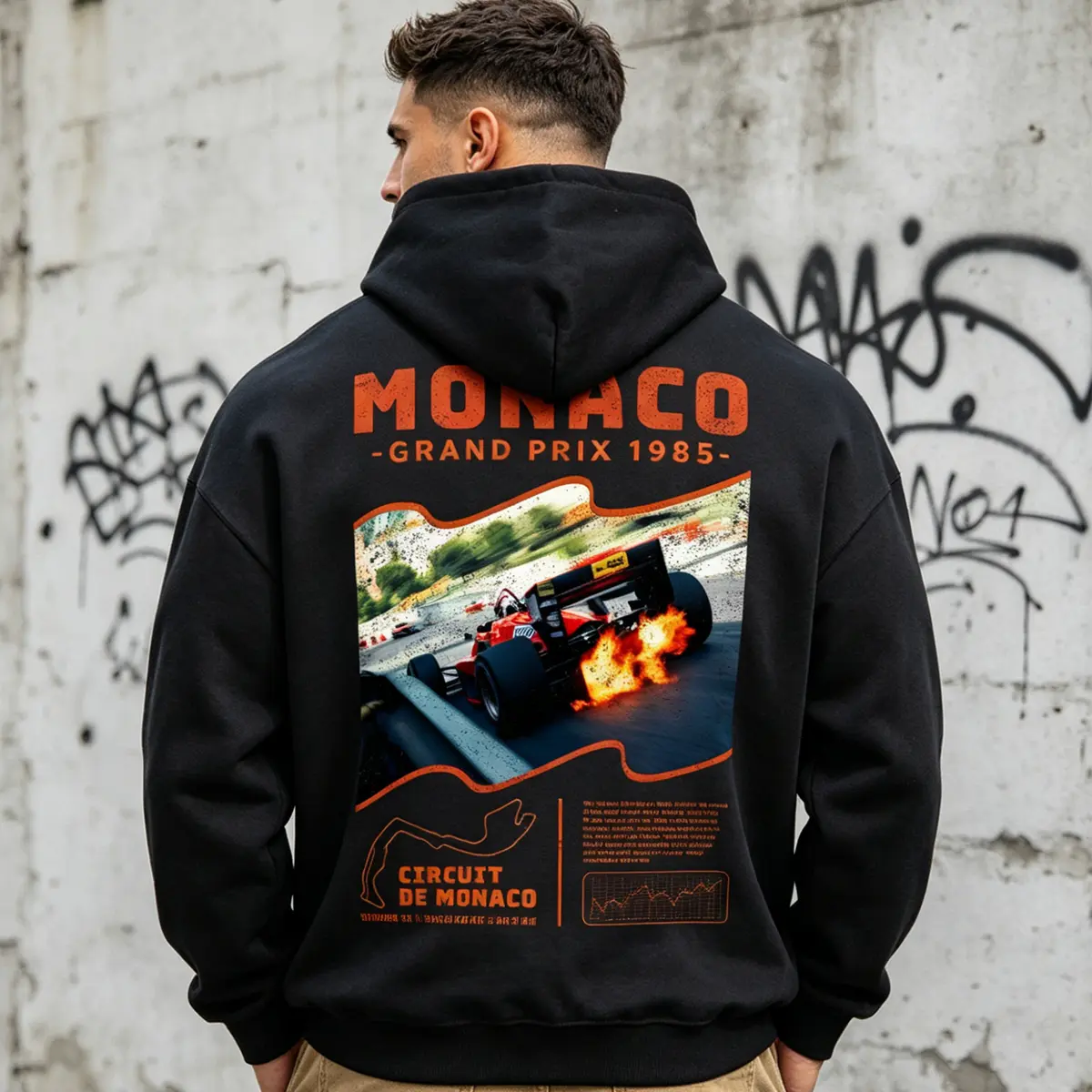 1985 Vintage Monaco Race Circuit Back Print Hoodie Unisex pure cotton sweatshirt