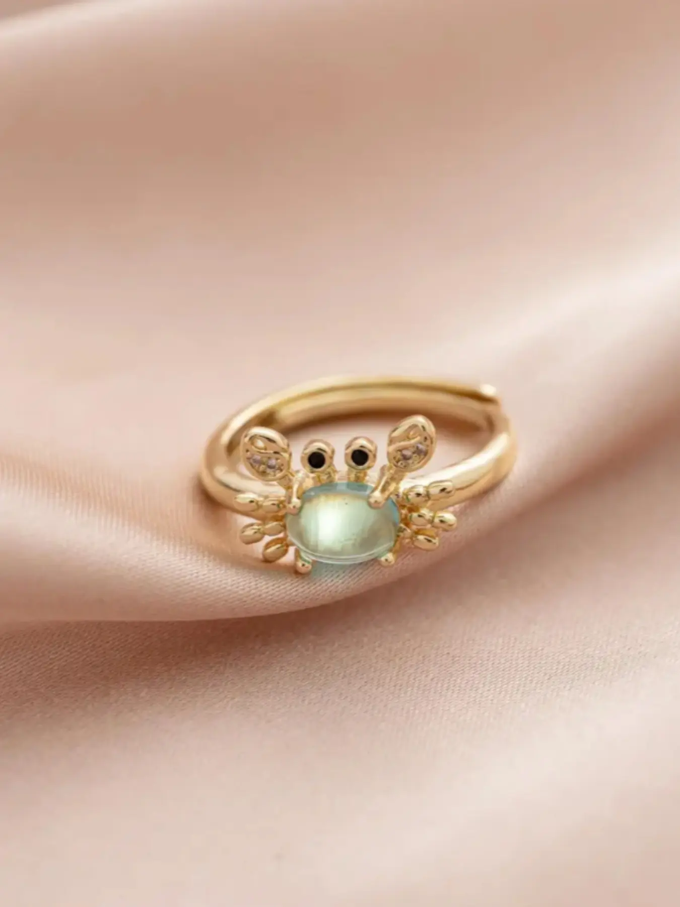 Cute Mini Crab Design Statement Ring, Adjustable Rings, Unique Fashion Jewelry, Trendy Accessory for Parties and Gifts