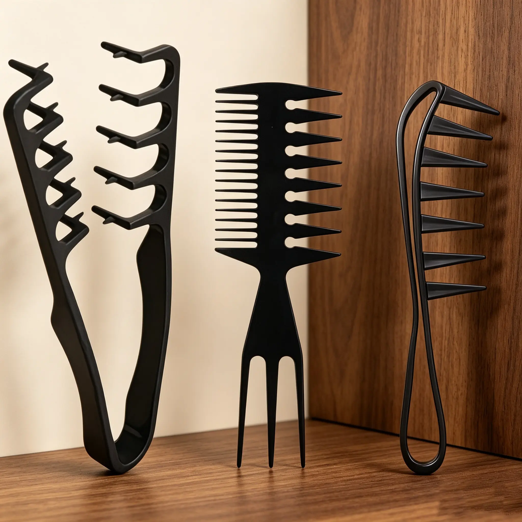 3-Piece Comb Set with Three-Prong Fishbone Comb, Large Tooth Comb, Hair Puller, Professional Hairstyling Tools for Salons
