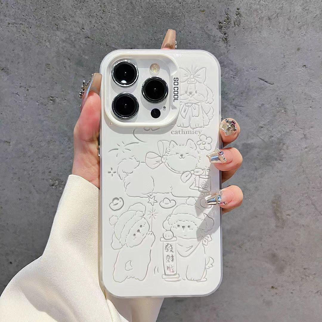 Full-screen puppy iPhone 15 Pro Max phone case 12/13/11 matte XR/14 PRO trendy 12 PRO full protection