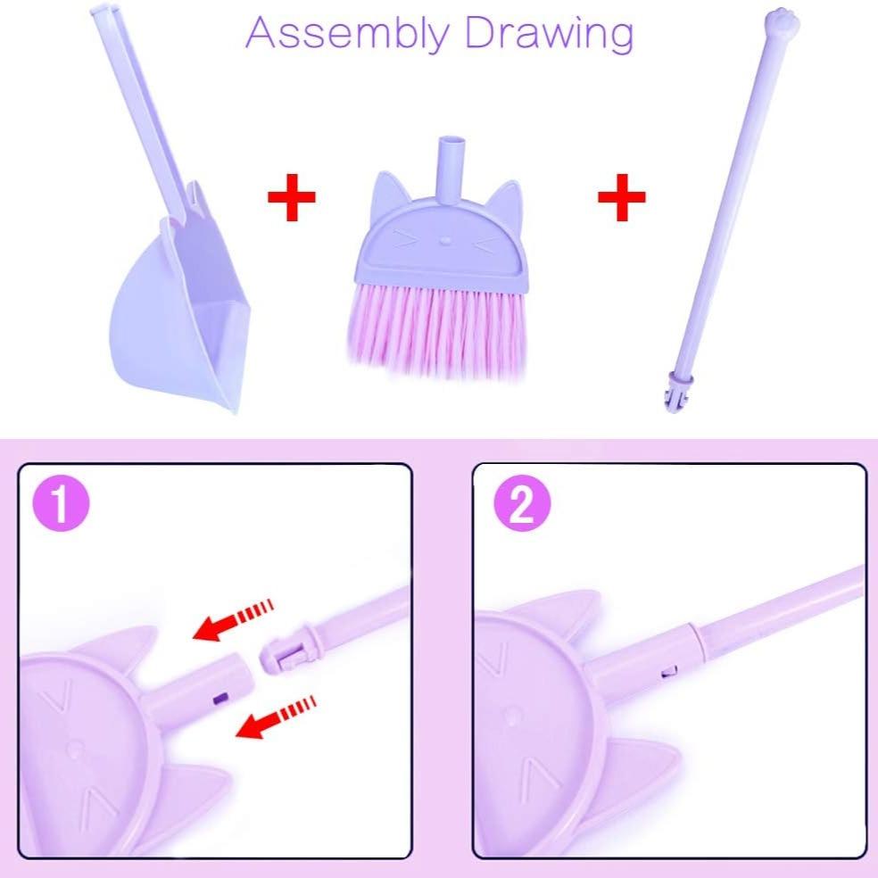 Mini Broom with Dustpan for Boys, Kids Small Cleaning Set Combo, Pretend Play Toy, Toddler Kitchen Dress Up, Frog, Play Kitchen Accessories, Cleaning Playset
