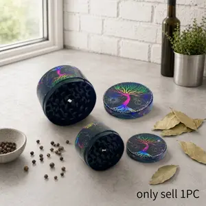 2inch 5cm Mini Manual Pepper Mill Peppercorn Dry Spice Grinder Neon Tree of Life Print Pattern Compact Kitchen Seasoning Tool Home Cooking Meal Prep Kitchenware Kitchen gadgets