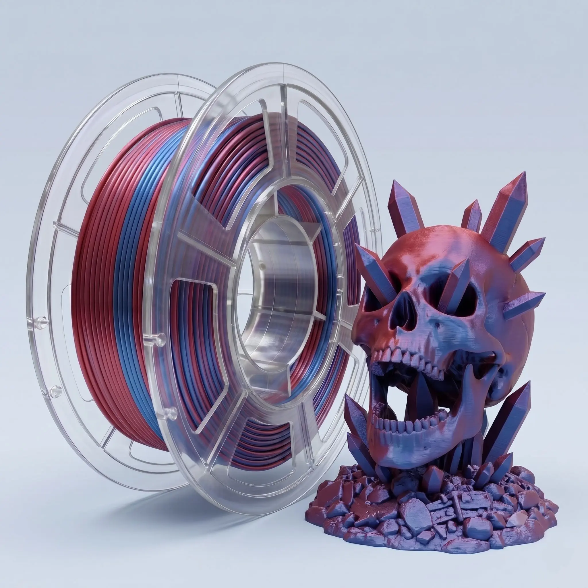 Silk Pla Red&Blue Gradient 3D Printing Filament, 1.75mm Diameter, Shiny Dual Color Gradient, Suitable for Most Fdm 3D Printers, 250g Pack