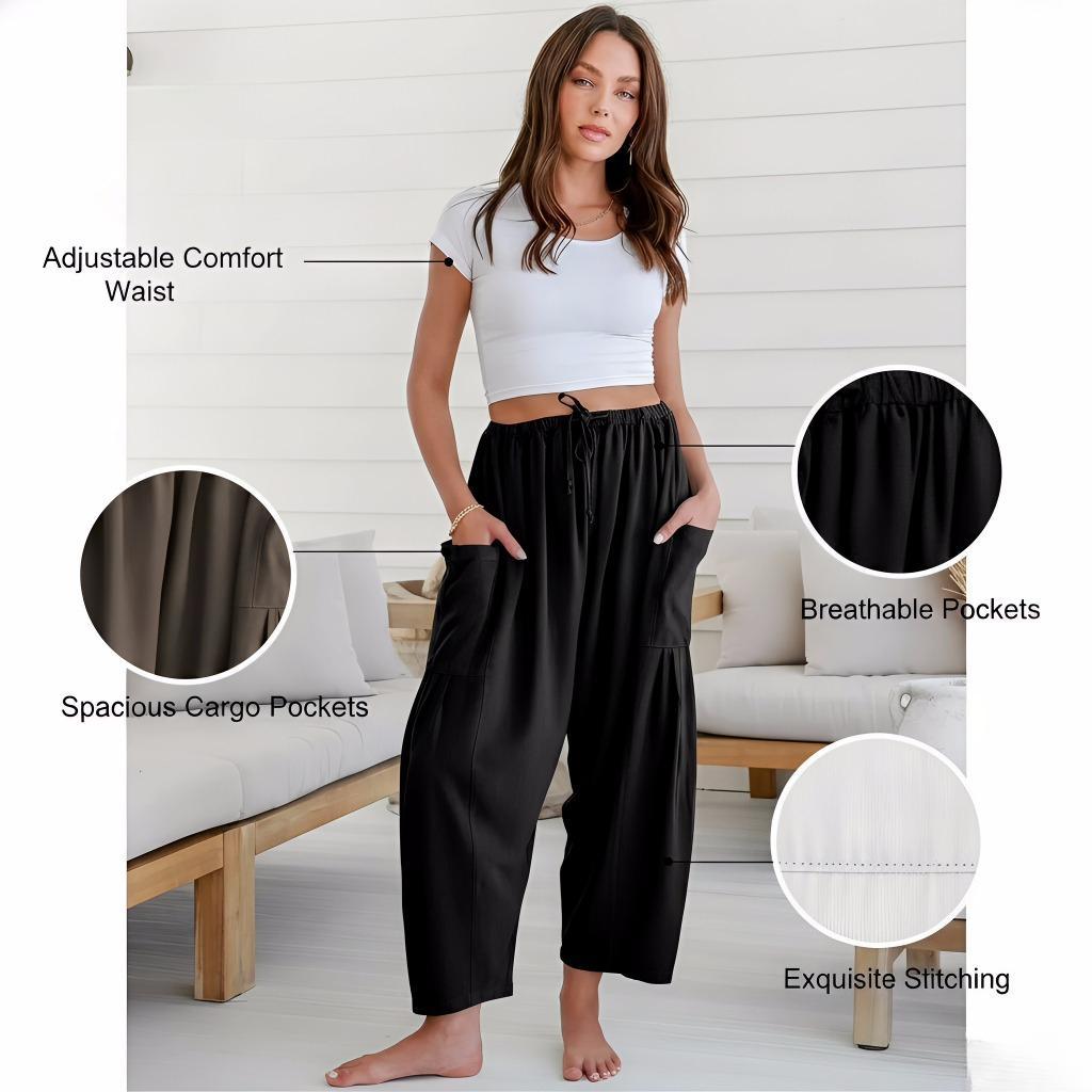 Womens Linen Blend Wide Leg Pants Oversize Casual Loose Fit Beach Palazzo Harem Pants with Pockets Vacation summer outfits  Womenswear Sports and Outdoors