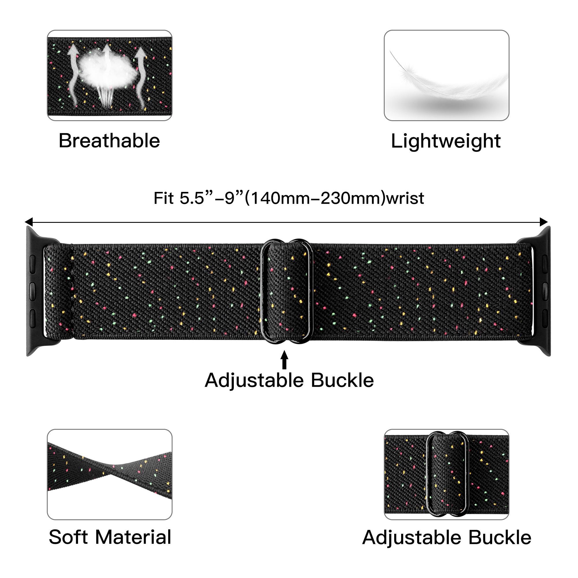 Stretchy Watch Band, 2 Counts/set Braided Nylon Watch Band for Apple Watch SE/iWatch Ultra/Ultra 2 Series 9 8 7 6 5 4 3 2 1 Smart Watch Straps