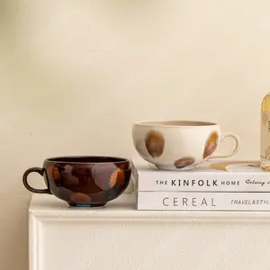 2-piece set Ceramic Coffee Mug , 12 Ounce Mug with Handles, Suitable for breakfast, such as dessert cups and soup cups，Ceramic Stoneware Catering Coffee Cups, Porcelain Mugs Sets for Coffee, Tea, Hot Cocoa, Milk, Microwave and Dishwasher Safe