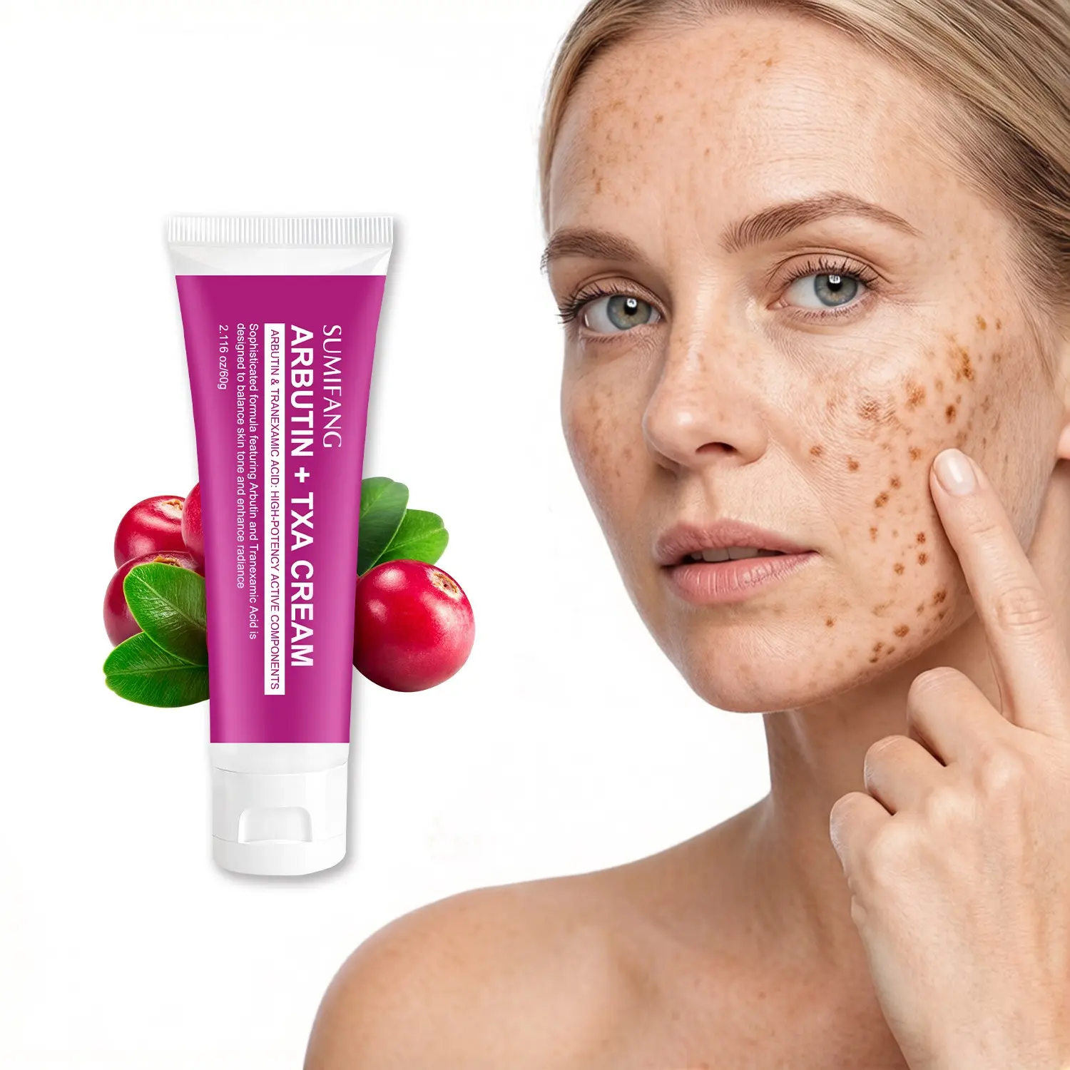SUMFANG Arbutin & Tranexamic Acid Brightening Cream 60g – Arbutin + Tranexamic Acid + Niacinamide – Evens skin tone, fades dark spots, brightens dullness | Deeply hydrates | High concentration of active ingredients for a luminous, even complexion.