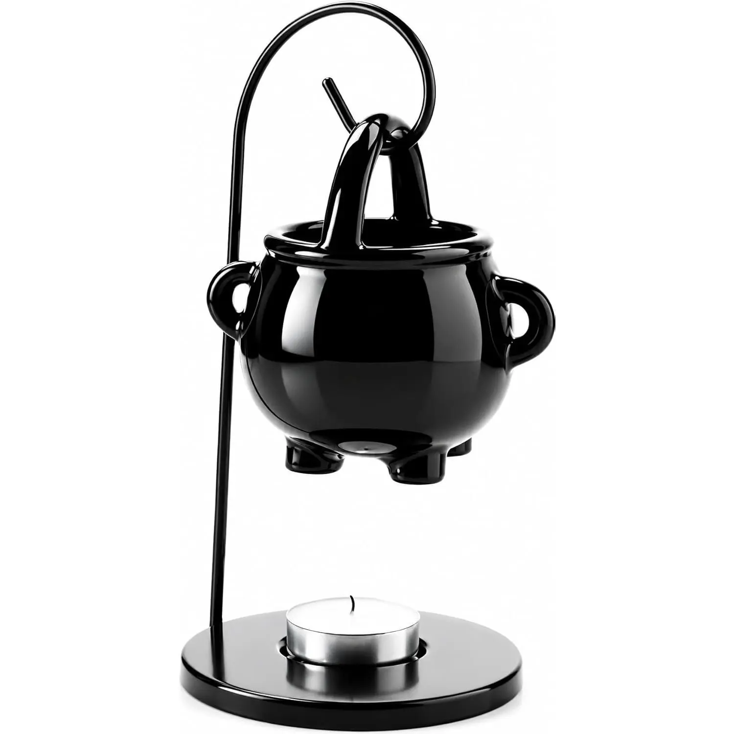 Pagan Cauldron Oil Burner, Black Wax Warmer Aroma Diffuser, with Handle, for Essential  Wax Melts, Enchanting Witches'  Decor .