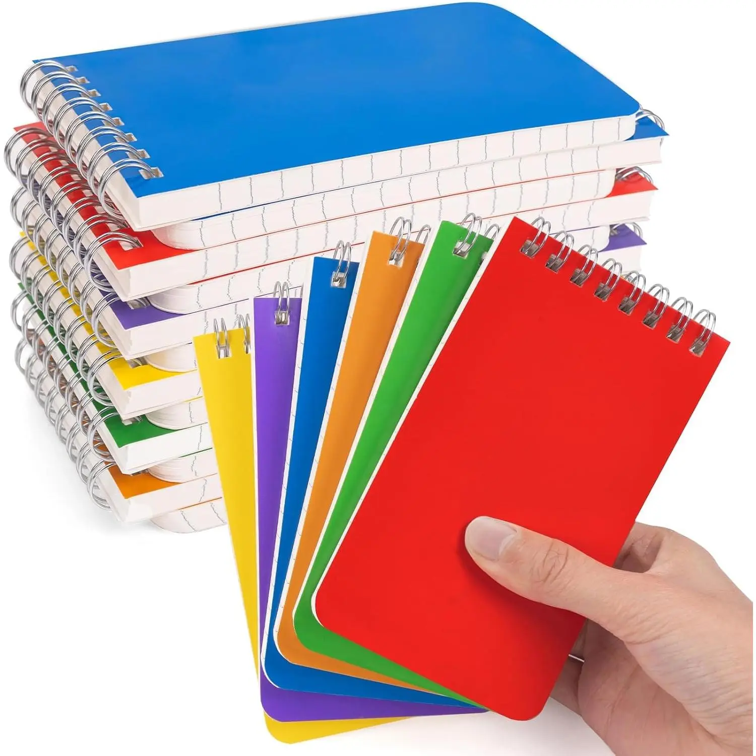 Bulk Pack Mini Top-Bound Spiral Pocket Notebooks, 18-Pack 3x5 in Office Stationery for Students