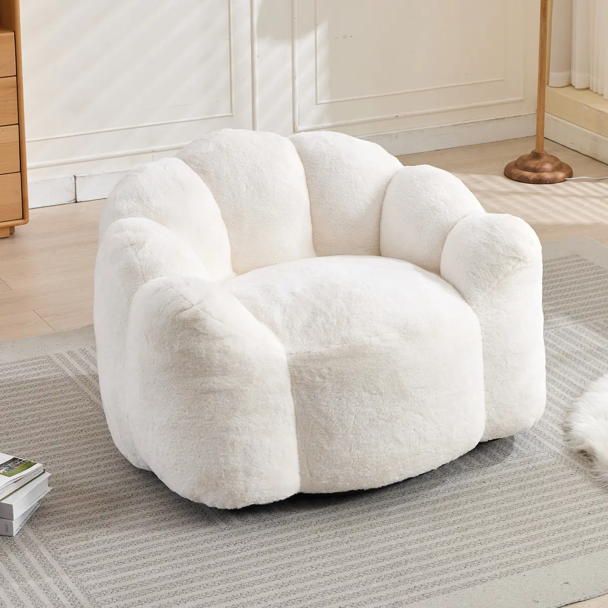 Lotus type compression sofa Adult bean bag sofa with pull ring can be easily moved without installation Suitable for various environments such as living room, bedroom, etc.Relax and enjoy life, floor seats, chair bed, lacey sofa