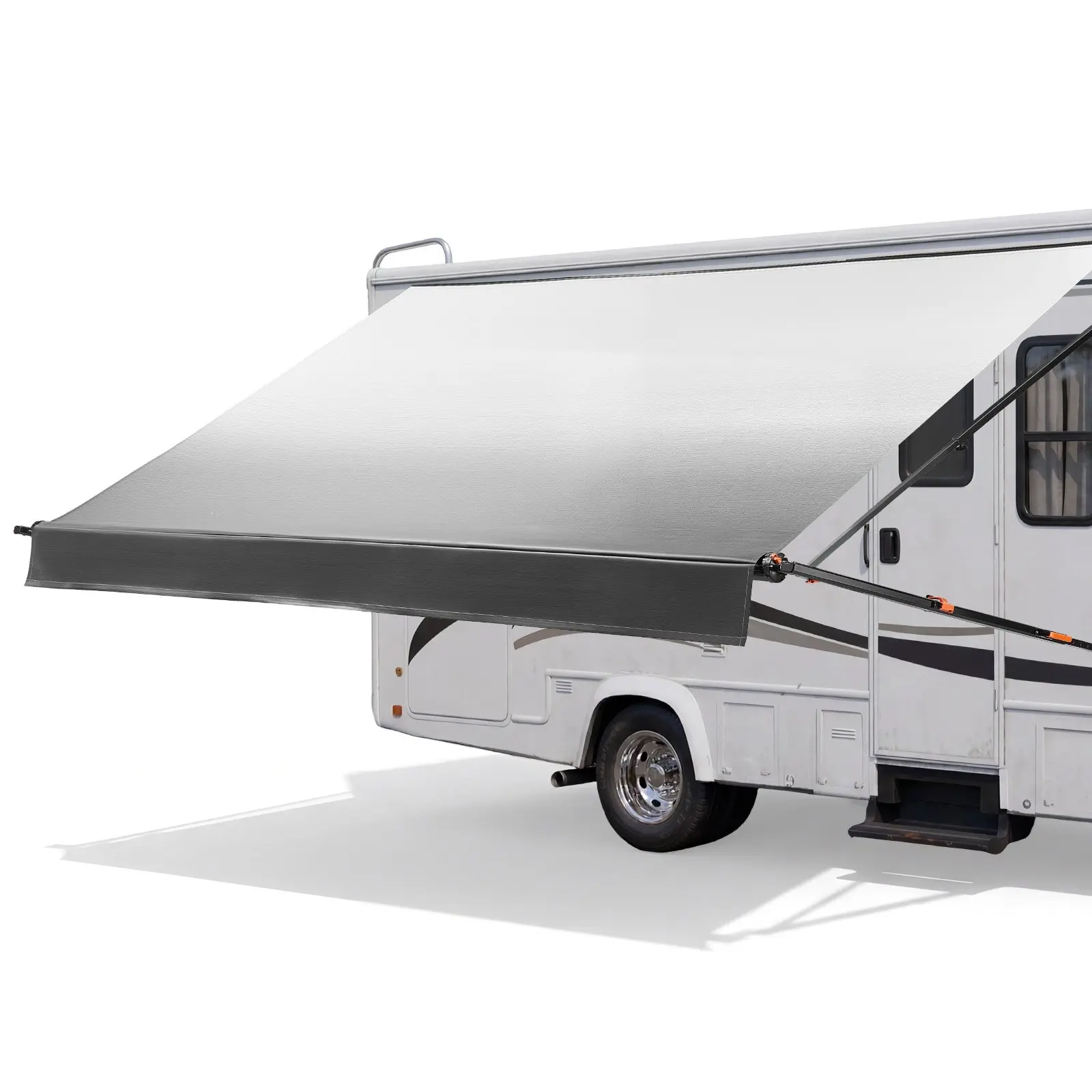 VEVOR Manual RV Awning Complete Kit, 18.12FT Retractable RV Awning with Aluminum Alloy Frame Waterproof PVC Fabric, Outdoor Camping Trailer Awnings Fit Most RVs (18FT Type, Gradient Black)