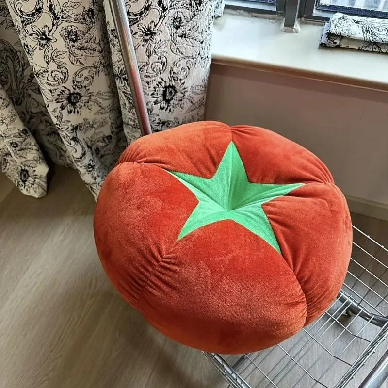 Unisex Cute Mushroom-Tomato Design Soft Futon Cushion - Novelty Toy Doll Throw Pillow for Lazy Living Room Sofa Bed Accessory