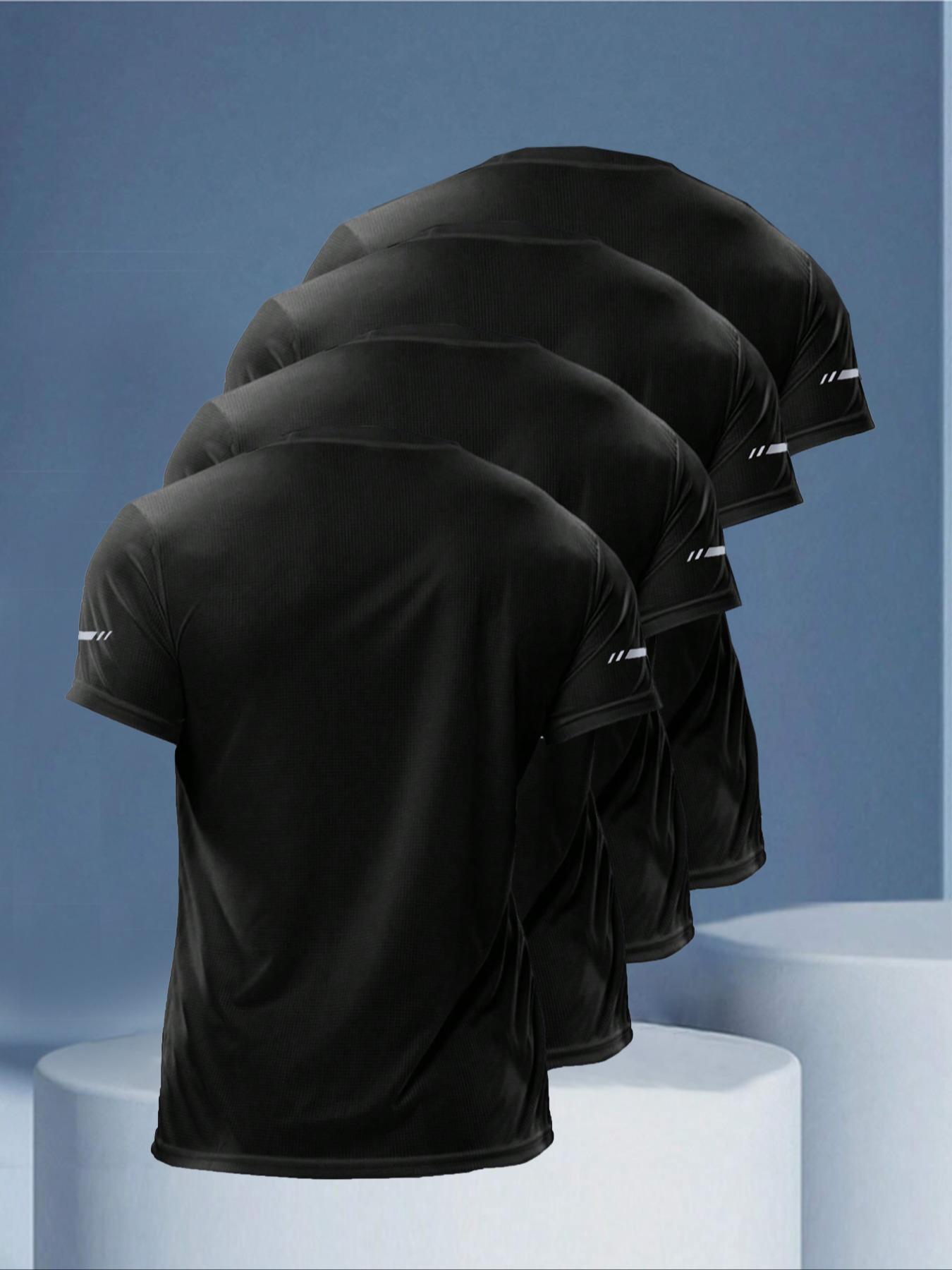 Men's Ombre Print Short Sleeve Tee, Gym Tees, Sporty Breathable Quick Drying T-shirt for Outdoor Running Gym Training, Casual Top for Daily Wear