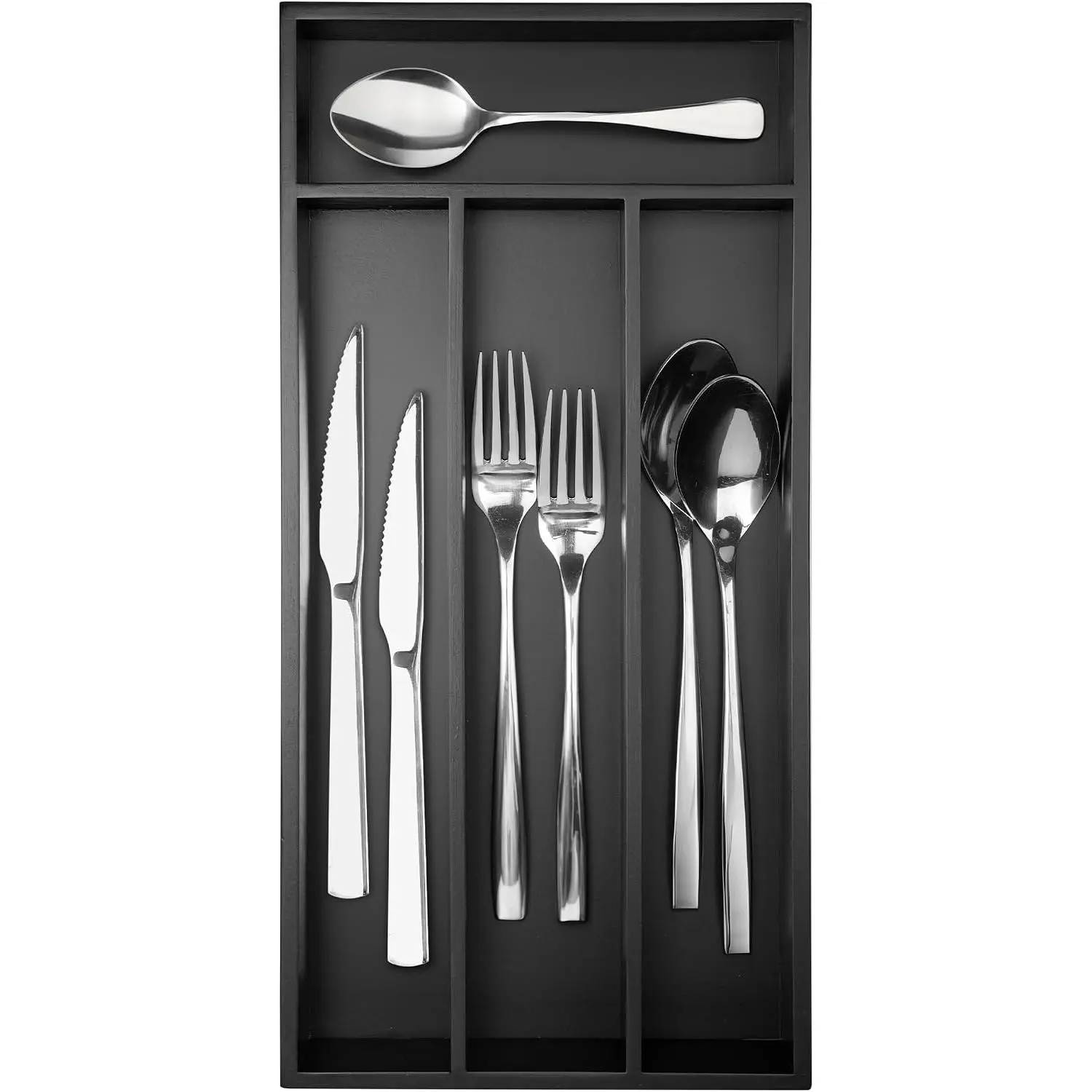 Silverware Organizer Small  Kitchen Drawer Organizer Utensil Organizer Silverware Holder Cutlery Organizer in drawer Flatware Organizer Tray (Black 4 Slots)