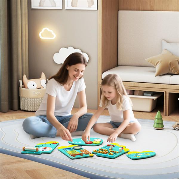 11-in-1 Dinosaur Activity Wall Busy Board Panels-- Wooden Sensory Toy-Green