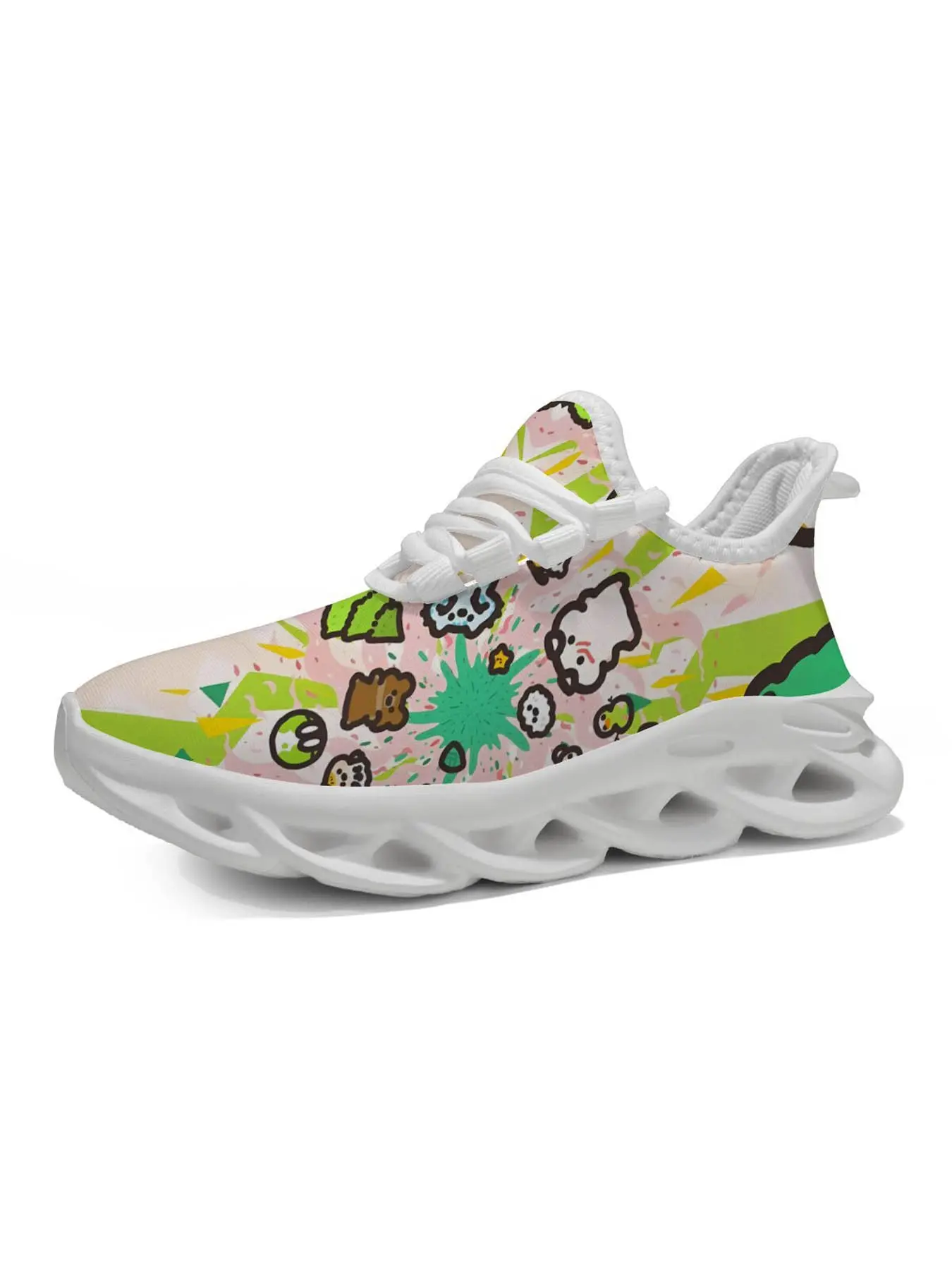Cartoon Pattern Girls' Casual Training Shoes, Vibrant Art Style, Unique Print, Breathable Design, Comfortable and Lightweight, Casual Athletic Trainers, Perfect for School and Play