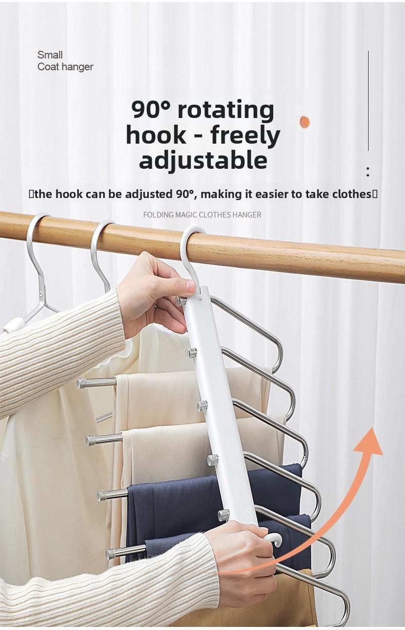 Stainless Steel Foldable Pants Hanger Non-Slip Multi-Functional Home Storage Space-Saving Hanger for Closet Organizing Anti-Scratch Laundry Rack