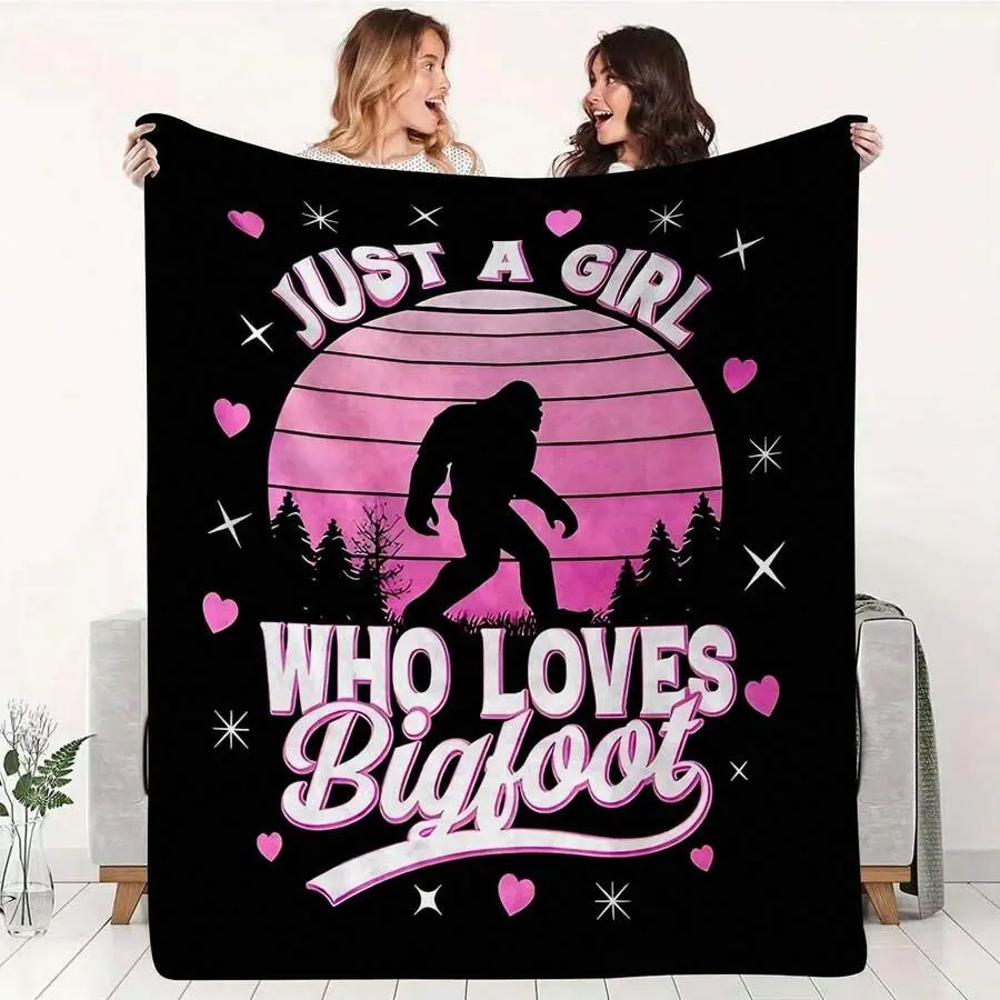 Modern Style Silhouette Of Bigfoot Flannel Blankets & Throws Sofa Towel Soft  Comfortable Throws Blankets Birthday Gifts Family Holiday Daily Couple Party Anniversary Wedding Souvenir Halloween Christmas Graduation Season Thanksgiving Bed Sofa