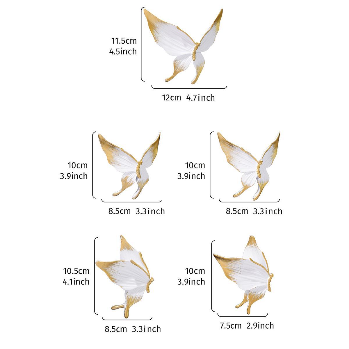 Butterfly Shaped Hanging Decor, 5 Counts/set Creative Resin Butterfly Wall Art Hanging Ornament, Wall Decor for Home Living Room Bedroom, Hangable