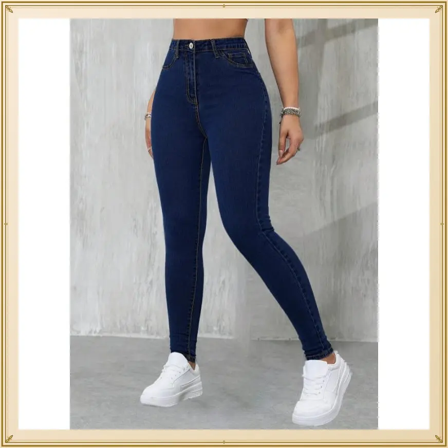 Preppy Style High Stretch Skinny Jeans for Women - % Rayon, .% Polyester, .% Spandex Blend, Solid Color, Button Fly, All-Season Long Pants with Woven Fabric, Tight Fit Jeans | Preppy Style Jeans | StretchDenimBlend