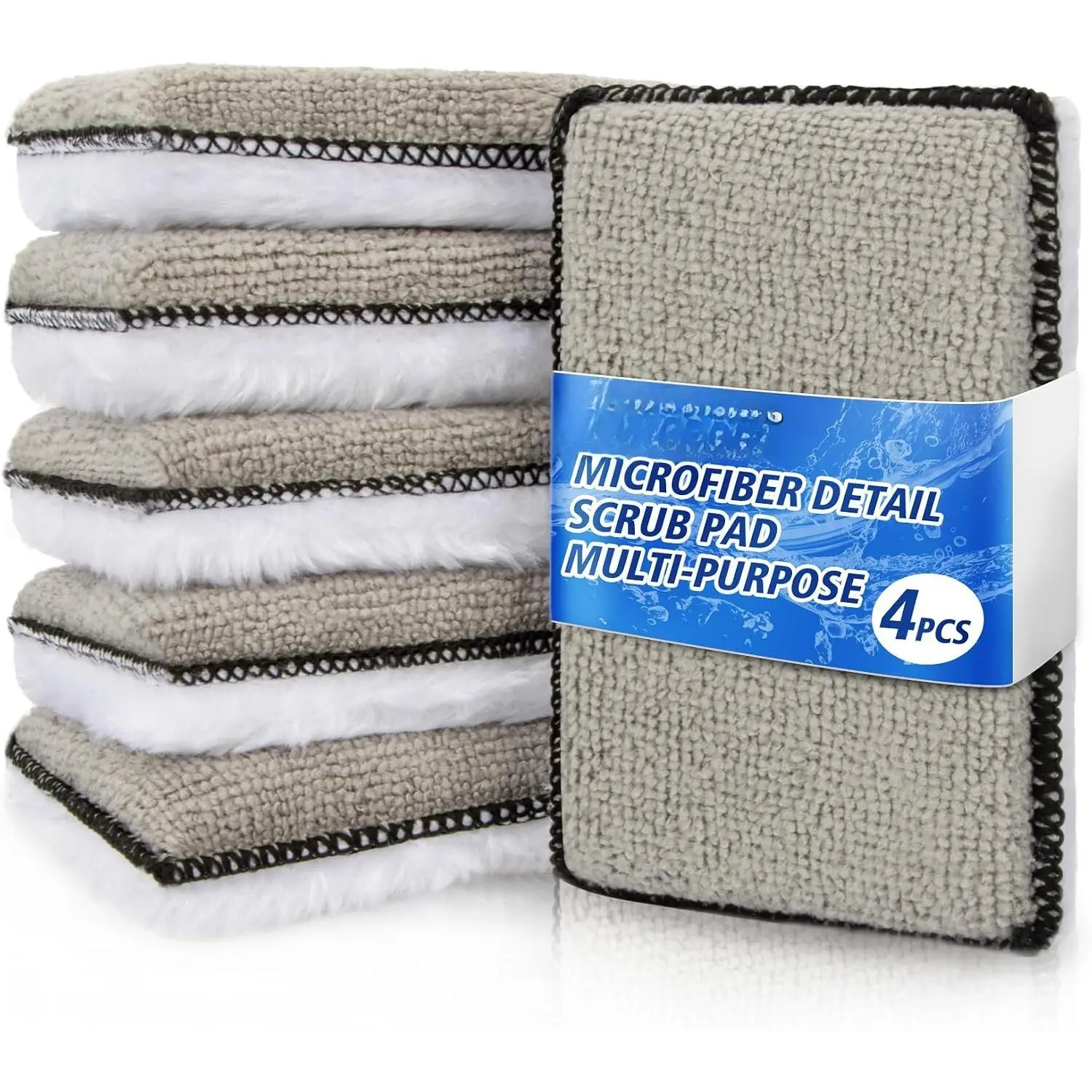 Microfiber Applicator Pad - 4 count Microfiber Pads Detailing Sponge | 5x4 Inch  Interior Detailing Kit for Leather Sofa Shoes Bags,   Wash Sponge for Household Kitchen Cleaning