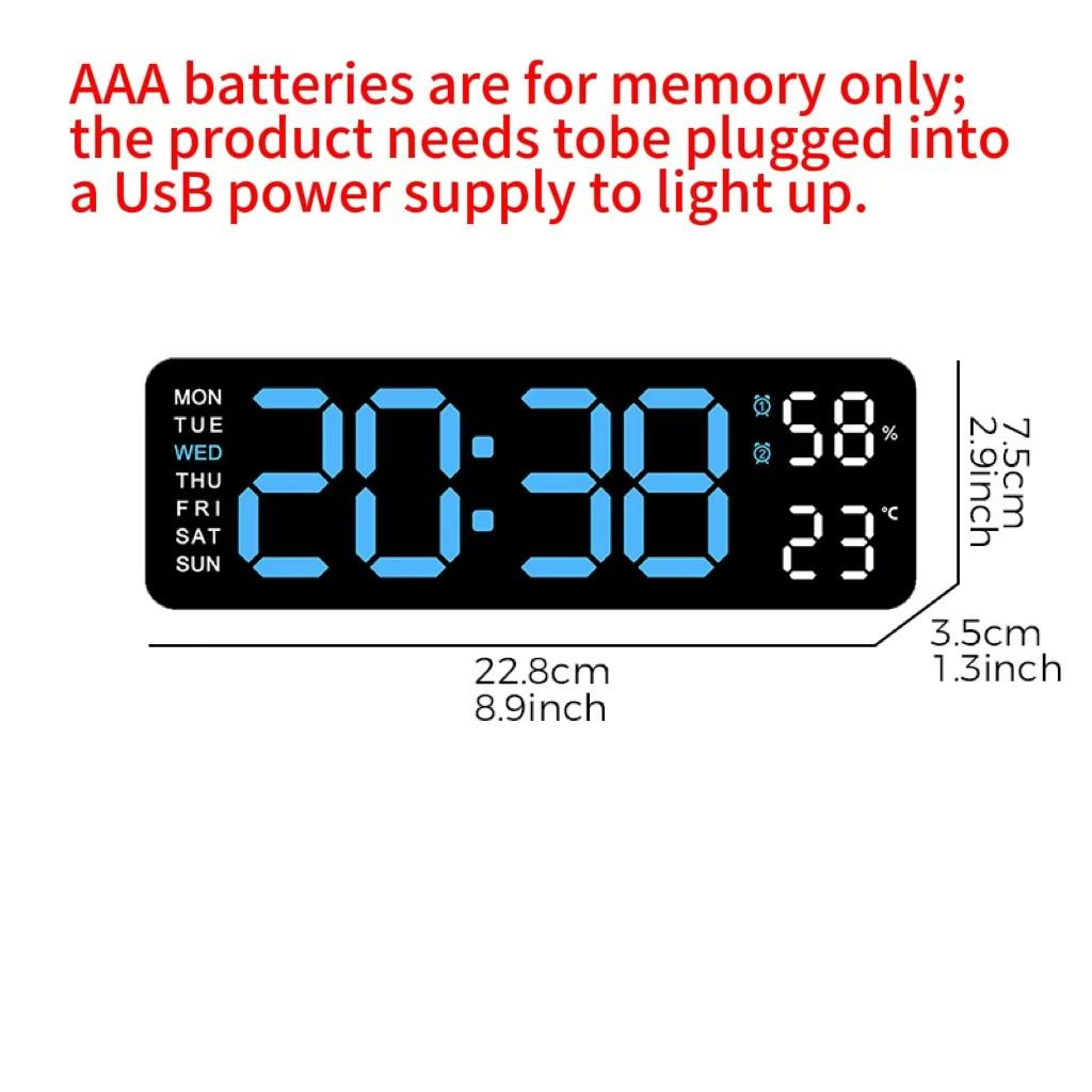 Modern Simple Digital Clock, Digital Wall Clock, 1 Count Multifunctional Hangable Hanging Alarm Clock, Large Digital Clock with Alarm Function, Suitable for Home Office Bedroom Decor [Battery Required, without Battery]