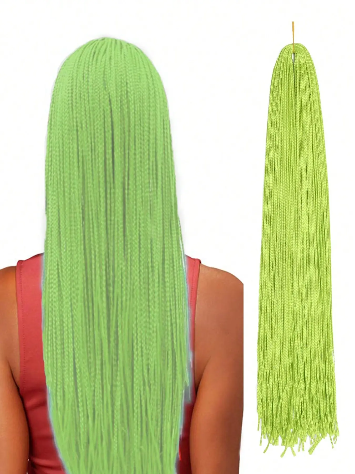 24 inch Pre-Looped Synthetic Zizi Braids Green Color 1 Pack/Lot 24 Inch 100g/Pack Color Thin Small Box Braid Crochet Hair Twist Fiber Hair Micro Zizi box Braiding Hair Extension For Women Used Daily Party Cosplay Halloween And Christmas Gifts