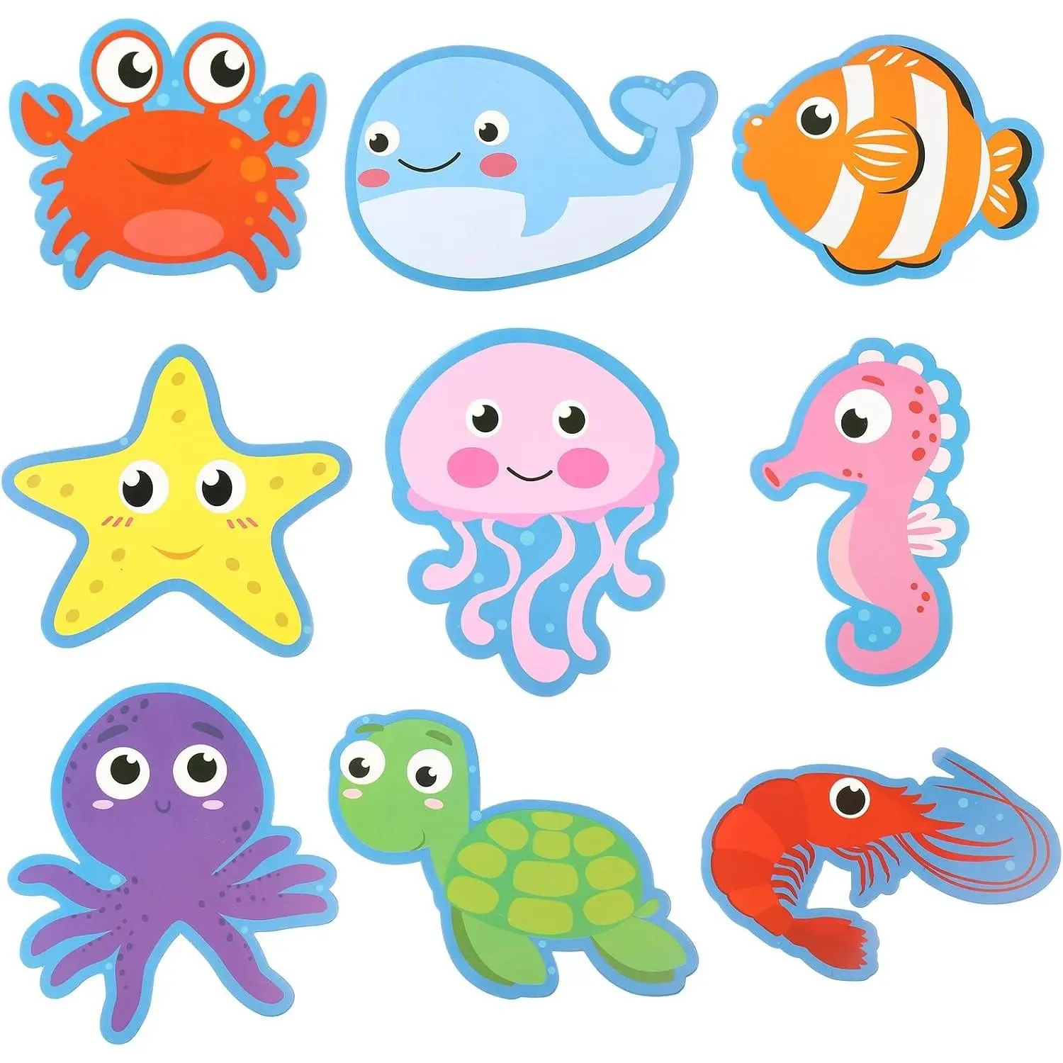 45 Pcs Sea Life Cut Outs Tropical Fish Cutouts Ocean Animal Decorations Sea Creature Bulletin Board Cutouts with 100 Glue Point Under The Sea Creatures Accents for Party Wall Decor Summer