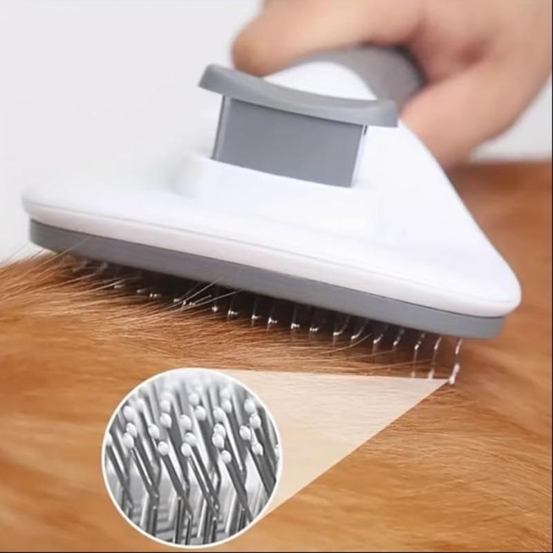 Automatic Pet Hair Removal Brush, 1 Count Pet Grooming Brush, Slicker Brush, Shedding Brush with Cleaning Button, Pet Massage Brush for Cats, Dog & Cat Grooming Supplies