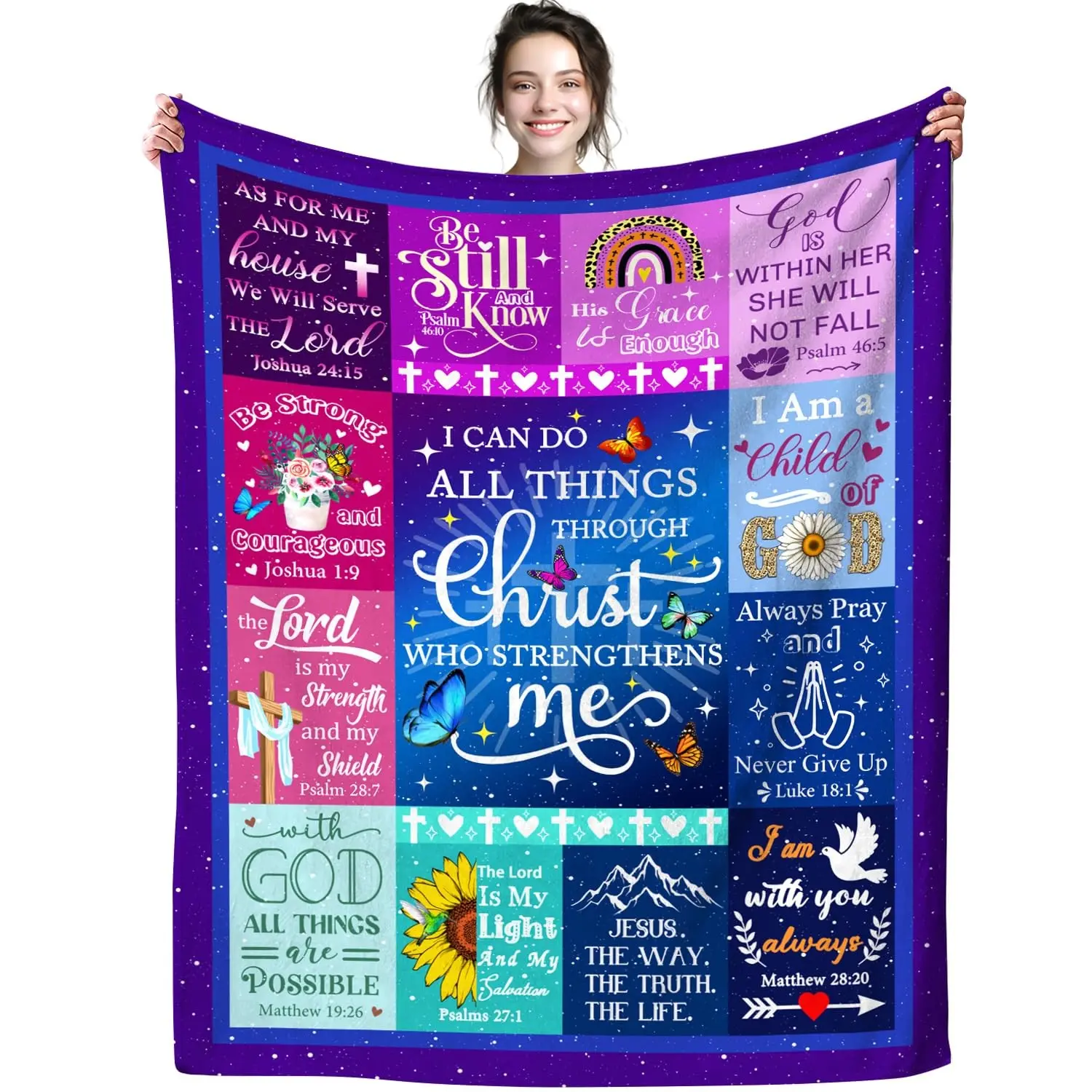 1PC Christian gifts for women, Bible verse blankets, Jesus inspirational prayer blankets, faith healing religious scripture blankets and shawls, Bible verse blankets, Heartfelt Gift Blanket, Encouragement Blanket