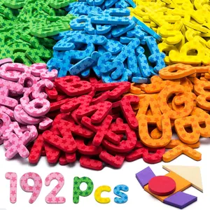 Unisex 192-Pcs Foam Magnetic Letters & Numbers Set (9 Colors, Pattern Blocks, Symbols) – Educational Fridge Toy Gift for Preschool Toddlers, Classroom Learning Supplies