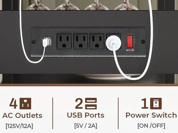 Sikaic 45.3 Inches Farmhouse Coffee Bar with Power Outlet Black Sideboard Buffet Cabinet Sideboard Storage Cabinet