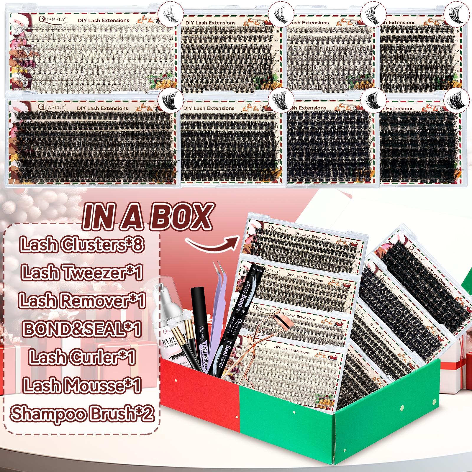 Diy Eyelash Curler Set, Natural Eyelash with Eyelash Bond & Seal, Eyelash Remover, Eyelash Mousse, 2 Eyelash Shampoo Brushes, Tweezers, Eyelash Curler Eyelash Tools Curl Lashes Makeup