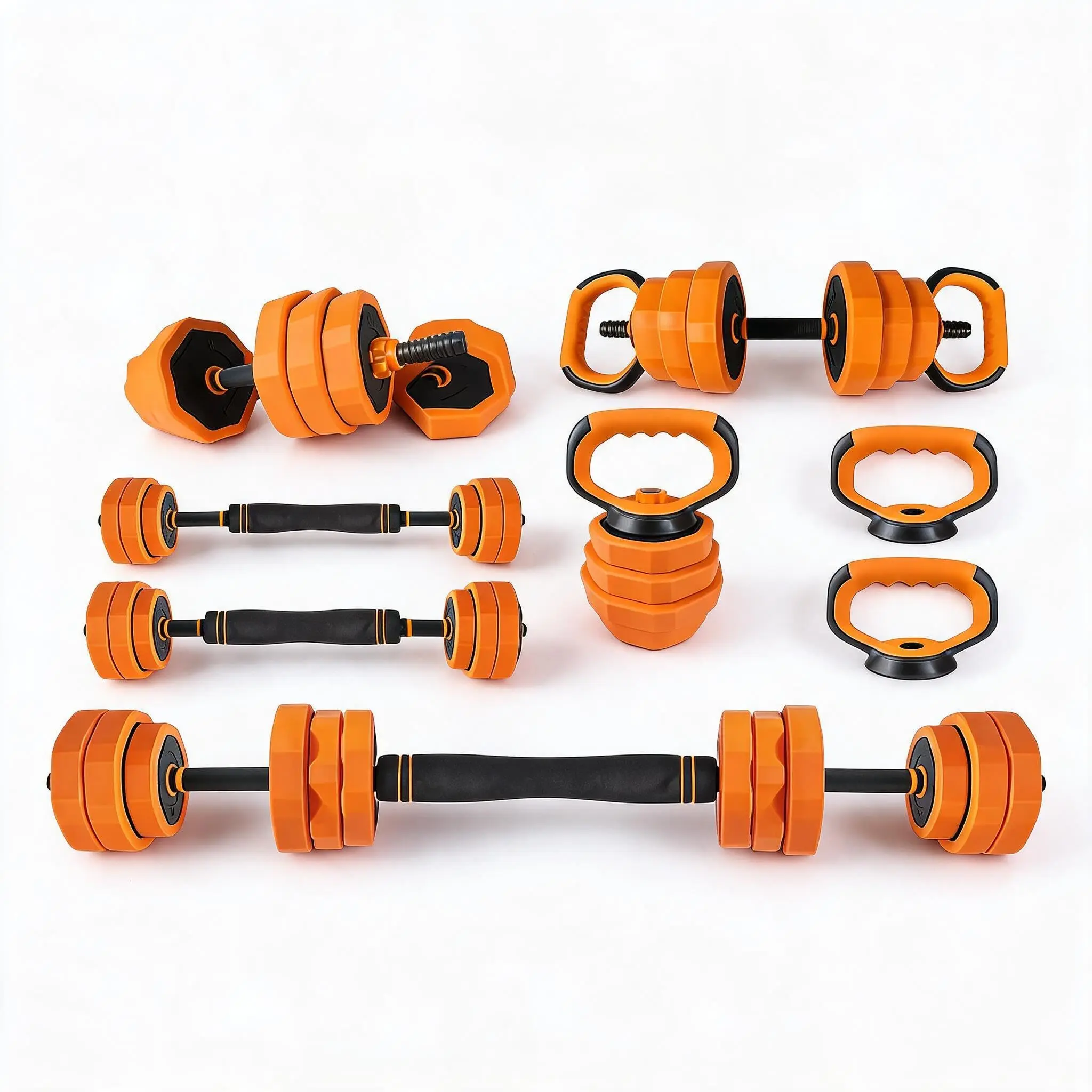 4-in-1 Adjustable Dumbbell Set 88 LB - Versatile Home Gym Equipment for Strength Training as Dumbbell, Barbell, Kettlebells, and Push-Up Stand