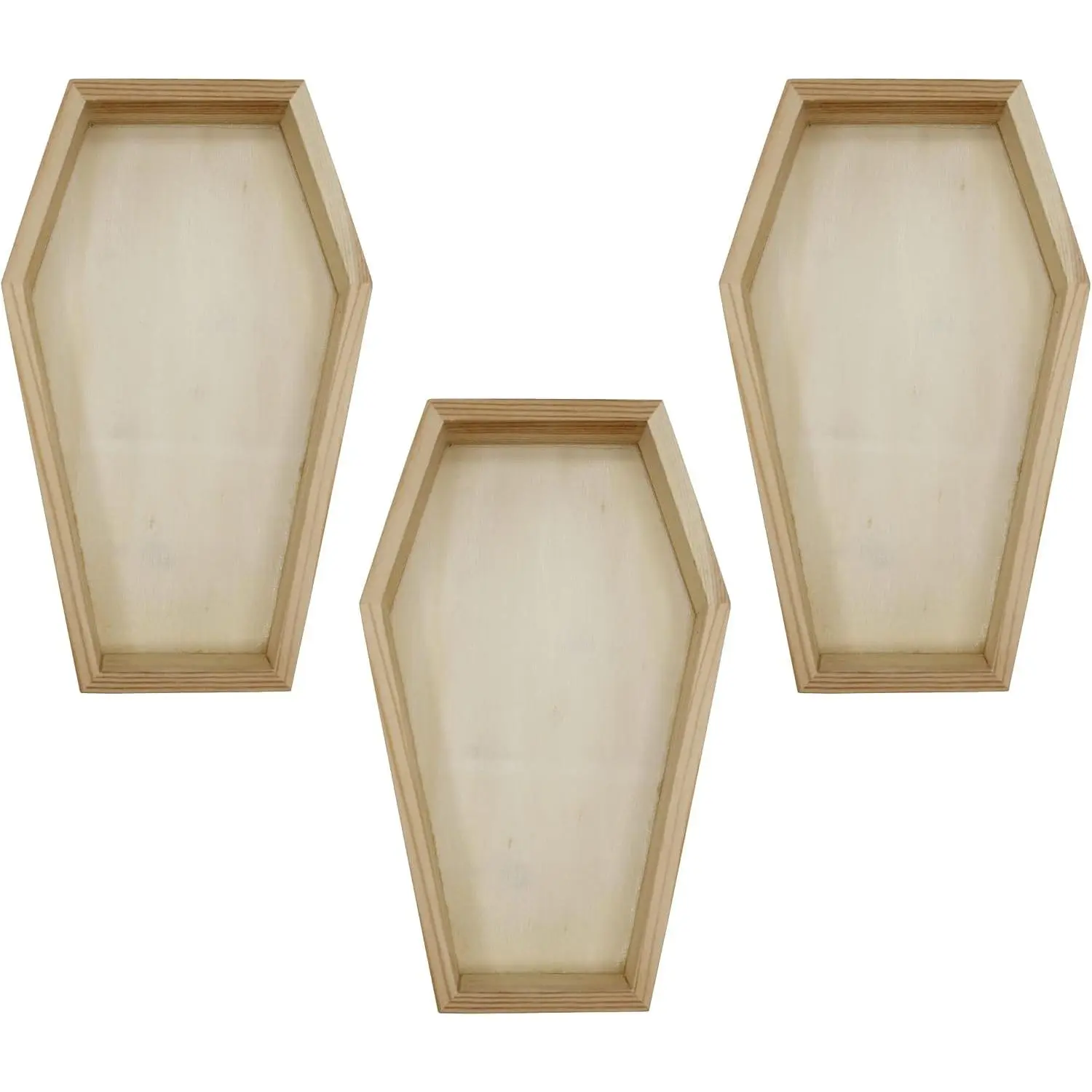 Pack of 3 of Unfinished  Coffin Trays - 8 Inch Coffin Shaped Serving Tray Box,  to ,  for Candy, , Candles -  Halloween Craft for