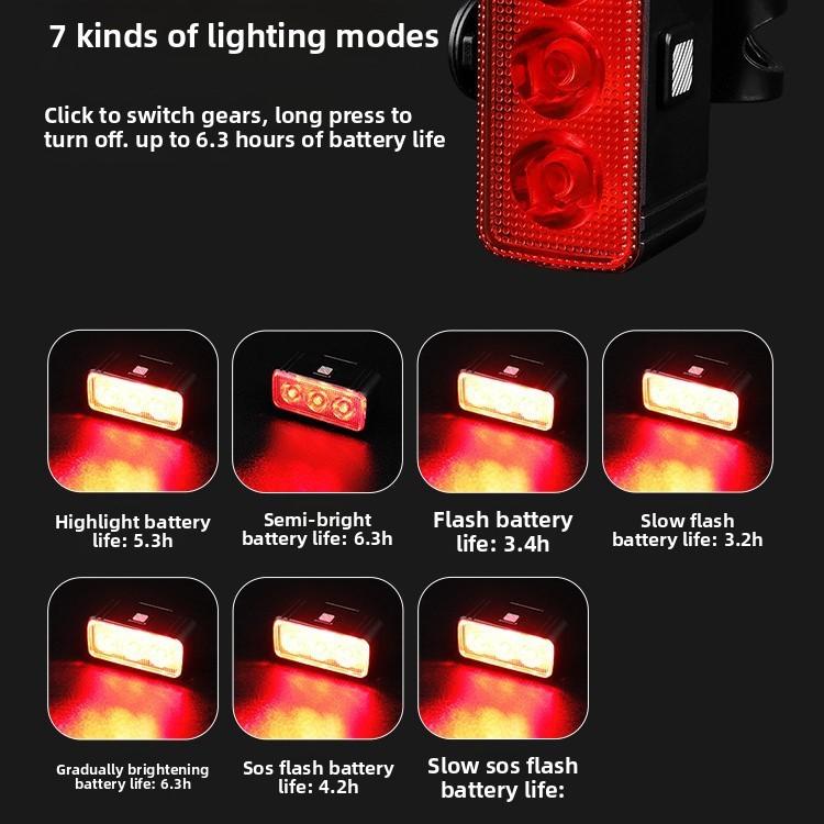 Bicycle headlights multi-functional bright long battery life waterproof night riding lights mountain bike road bike tail lights riding equipment