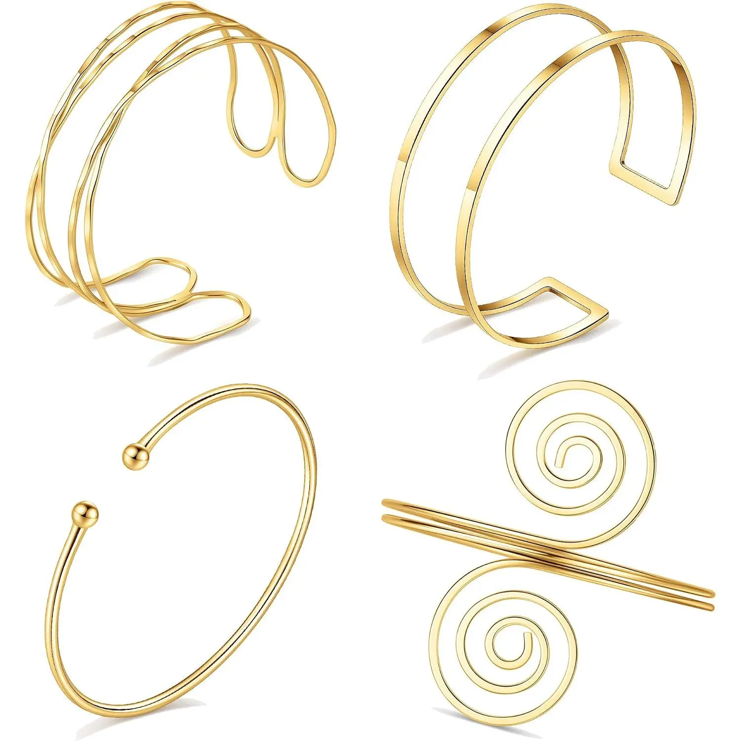 4 count Arm Cuff  for Women Upper Arm Cuff Bangle Band Armlet Adjustable Arm Cuff Bracelet Set