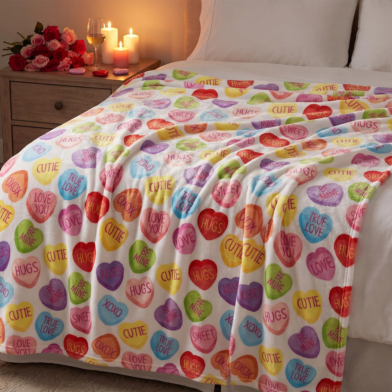 Valentine Flannel Blanket Throw, Pink Hearts with Words Soft Fuzzy Plush Cozy Fleece Blankets for Couch Sofa Bed Lounging, Ideal Gifts for Kids Adults Wife Self, 50x60 Valentine Flannel Blanket Throw, Pink Hearts with Words Soft Fuzzy Plush Cozy Fleece Blankets for Couch Sofa Bed Lounging, Ideal Gifts for Kids Adults Wife Self, 50x60