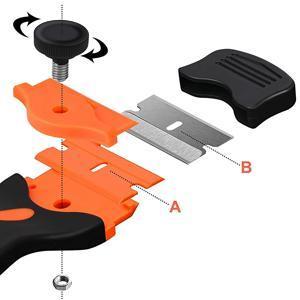 Razor Blade Scraper Tool, Cleaning Razor Scraper for Glass, Glass Top Stove Scraper for Oven Door, Razor Scraper Gift for Women, 2-in-1 Scraper Tool Set with 20Pcs Razor Blades for Removing Window Labels  Decals, Stickers, Caulk, Adhesive Removal