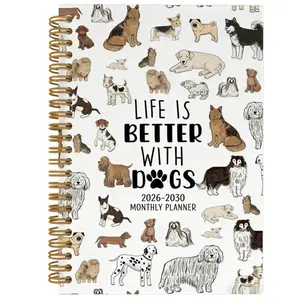 2026-2030 Monthly Planner/Calendar - January 2026 to December 2030, 5-Year Monthly Planner Notebook, Fun Dog-Themed Cover Design Diary, Yearly and Monthly Planning, Monthly Tabs, 60-Month Calendar, 5.5" x 8.3", Thick Paper, Elastic Cover, Durable Double-W