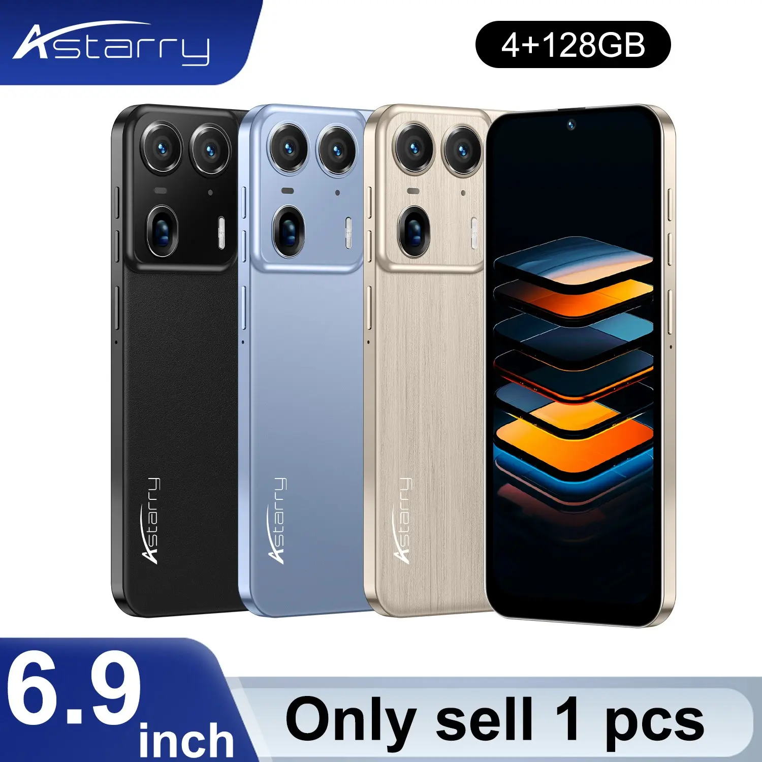 Astarry E50 Ultra Mtk6762 Octa-Core, 4GB+128GB Storage, 6.9 Inch Screen, Dual Cameras, 5000mah Battery, Android 12, Fingerprint & Face Unlock