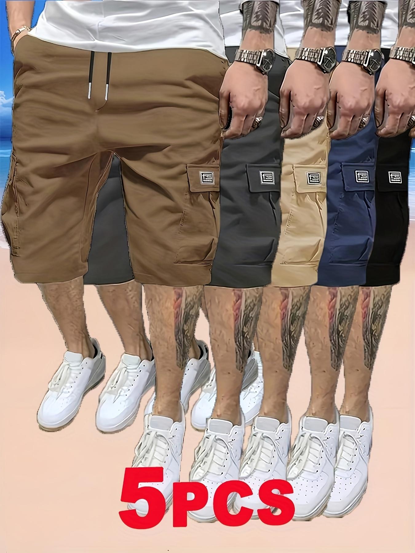 Men’s 5-Pack Lightweight Cargo Shorts, Summer Trendy Casual Shorts, Multi-Pocket Design, Durable Fabric, Anti-Pilling, Wear-Resistant, Tear-Resistant, Comfortable and Breathable, Stylish and Versatile, Suitable for Outdoor Leisure Menswear