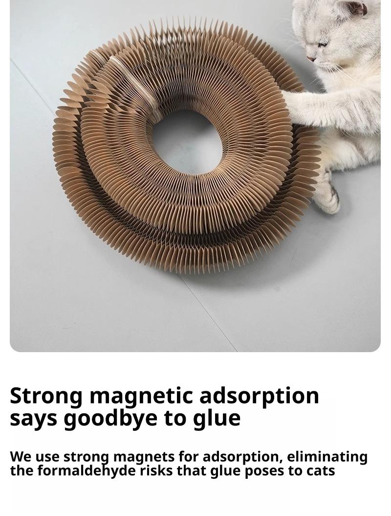 Foldable Magic Accordion Cat Scratcher with Bell, Corrugated Paper Wear-Resistant Cat Grinding Claw Nest, Interactive Self-Play Cat Toy for Boredom Relief