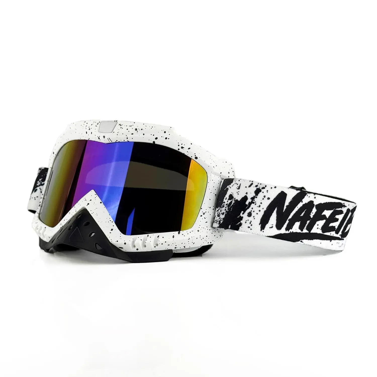 NAFEIB Motocross Goggles, Flexible Off-Road Motorcycle Protective Goggles with Built-in Nose Guard, Adjustable Strap, 0.27 lb (122 g) Dust Wind Gravel Protection for Dirt Bike, Skiing