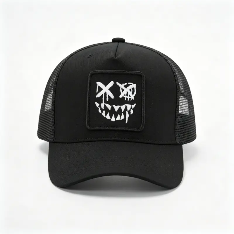 2026 Smiley Face Summer Breathable Mesh Cap Baseball Cap with Emoji Patch Trucker Cap Duckbill Cap
