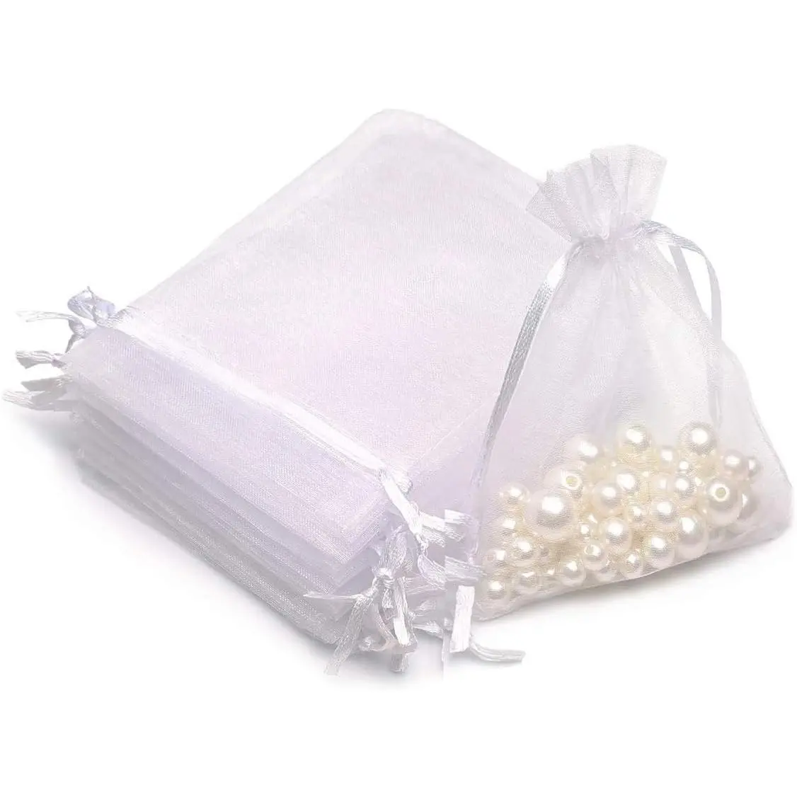 50 count  Sheer Organza  Bags, 3X4 inch (usable size: 3 x 2.9 inches) Elegant  Pouches (White)
