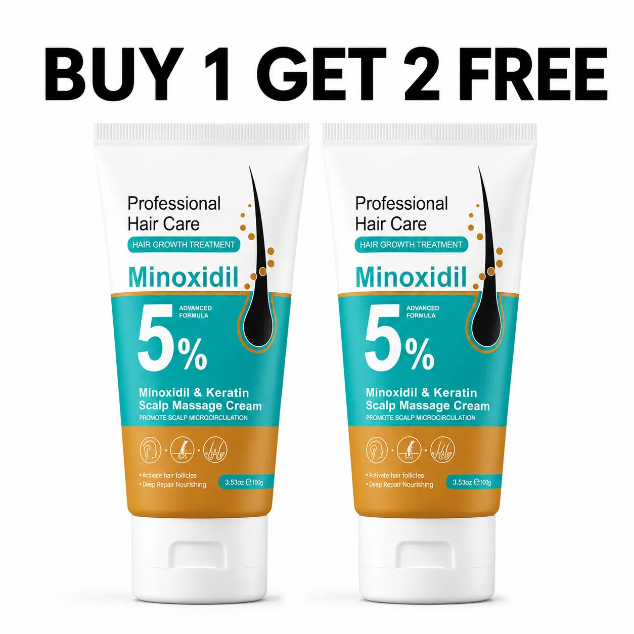 [BUY 1 GET 2]5% Minoxidil Hair Growth Scalp Massage Cream for Men & Women with Keratin & Ginger Extract – Prevents Hair Loss, Repairs Follicles, Promotes Fast Regrowth & Strengthens Hair Roots,back to school,sunday hair,anti frizz hair