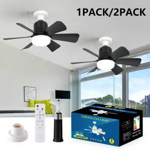 Socket Ceiling Fan with Light, LED Fan with Remote Control, Ceiling Fan Light for Bedroom, Garage, Kitchen & Bathroom, Light Fixture